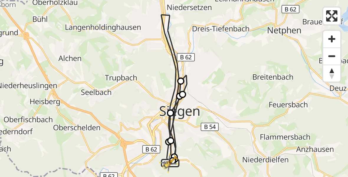 Flugroute Rettungshubschrauber Evangelisches Jung-Stilling Hospital - Evangelisches Jung-Stilling Hospital, 13 September 2026, 09:29