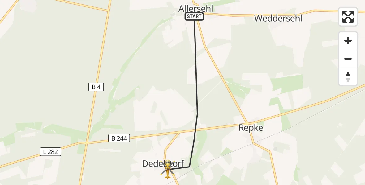 Flugroute Rettungshubschrauber Dedelstorf - Dedelstorf, 13 September 2026, 09:35
