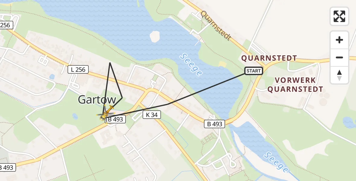 Flugroute Rettungshubschrauber Gartow - Gartow, 13 September 2026, 10:09