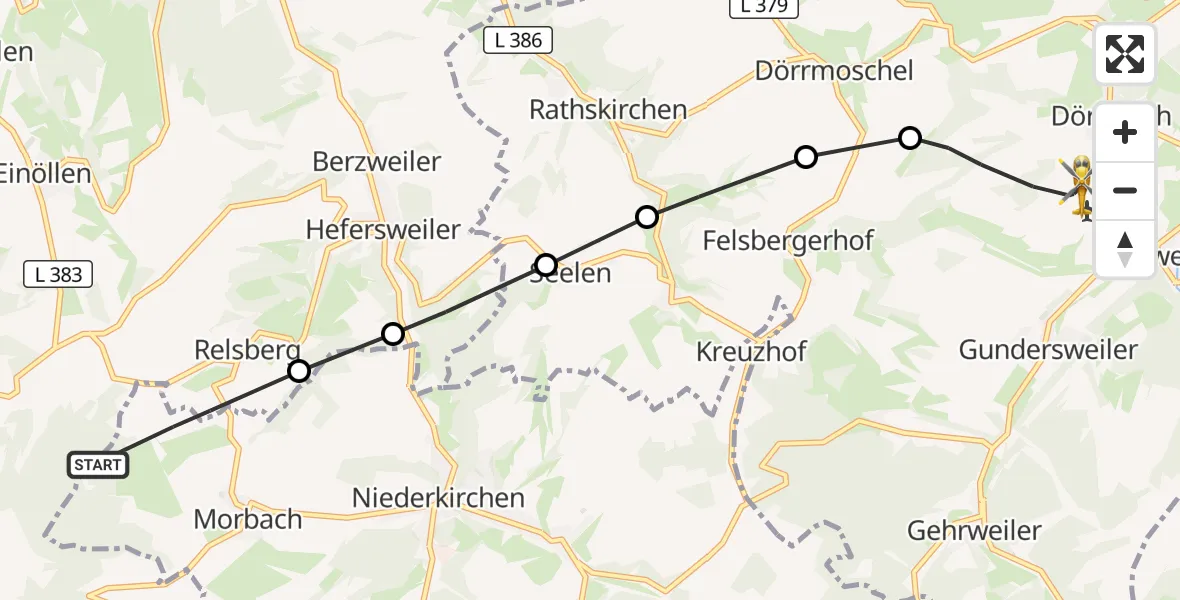 Flugroute Rettungshubschrauber Niederkirchen - Rockenhausen, 13 September 2026, 10:21