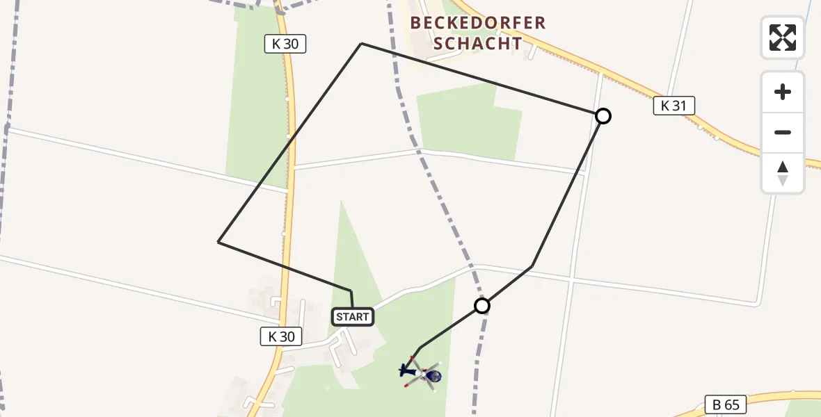 Flugroute Polizeihubschrauber Heuerßen - Heuerßen, 13 September 2026, 10:24