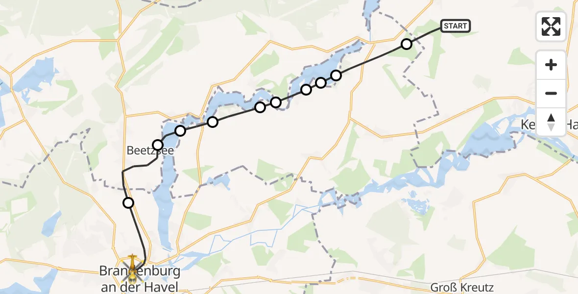 Flugroute Rettungshubschrauber Nauen - Brandenburg an der Havel, 13 September 2026, 10:29