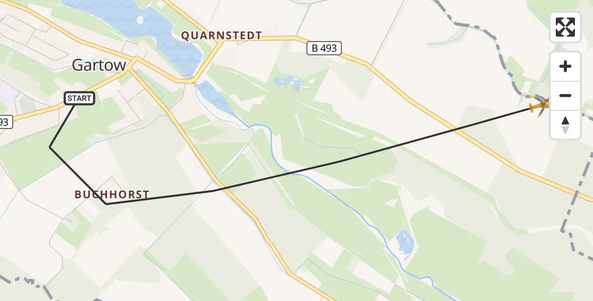 Flugroute Rettungshubschrauber Gartow - Gartow, 13 September 2026, 10:31