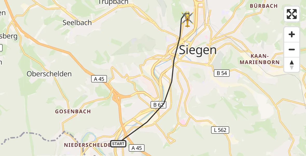 Flugroute Rettungshubschrauber Siegen - Siegen, 13 September 2026, 11:18