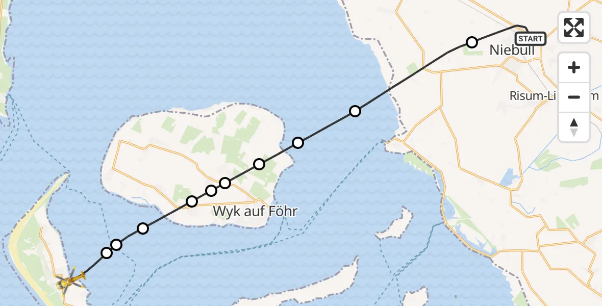 Flugroute Ambulanzhubschrauber Niebüll - Nebel, 13 September 2026, 11:48