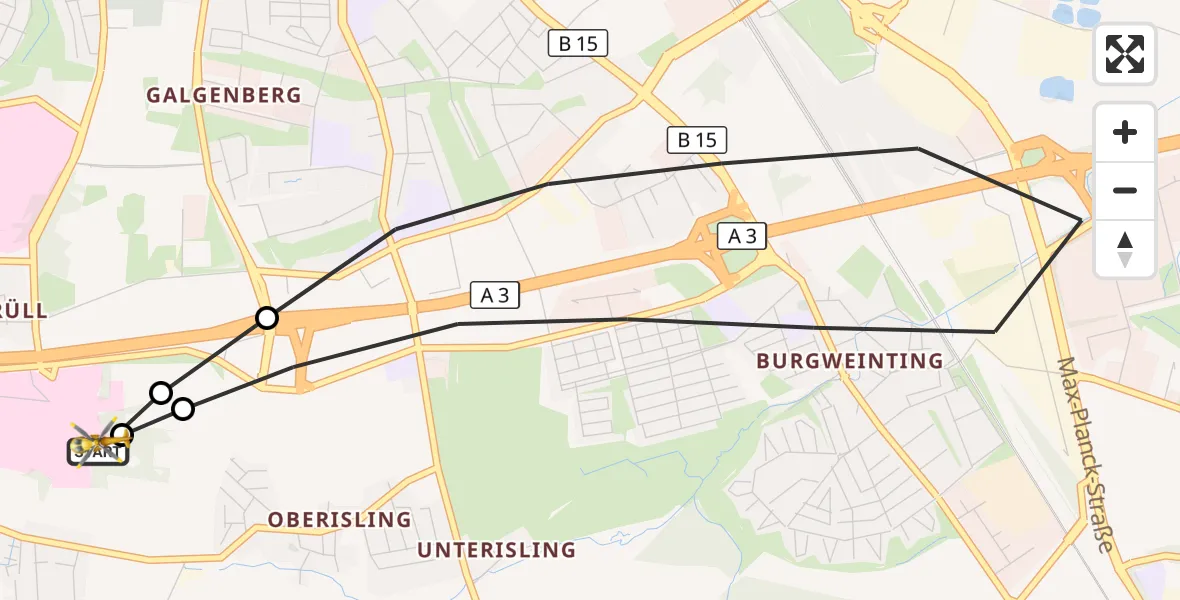 Flugroute Rettungshubschrauber DRF Air Rescue Station Regensburg / Regensburg University Hospital - DRF Air Rescue Station Regensburg / Regensburg University Hospital, 13 September 2026, 12:33