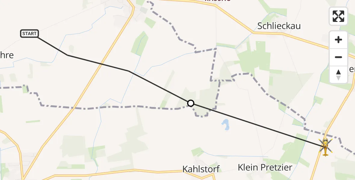 Flugroute Rettungshubschrauber Uelzen - Wrestedt, 13 September 2026, 13:10