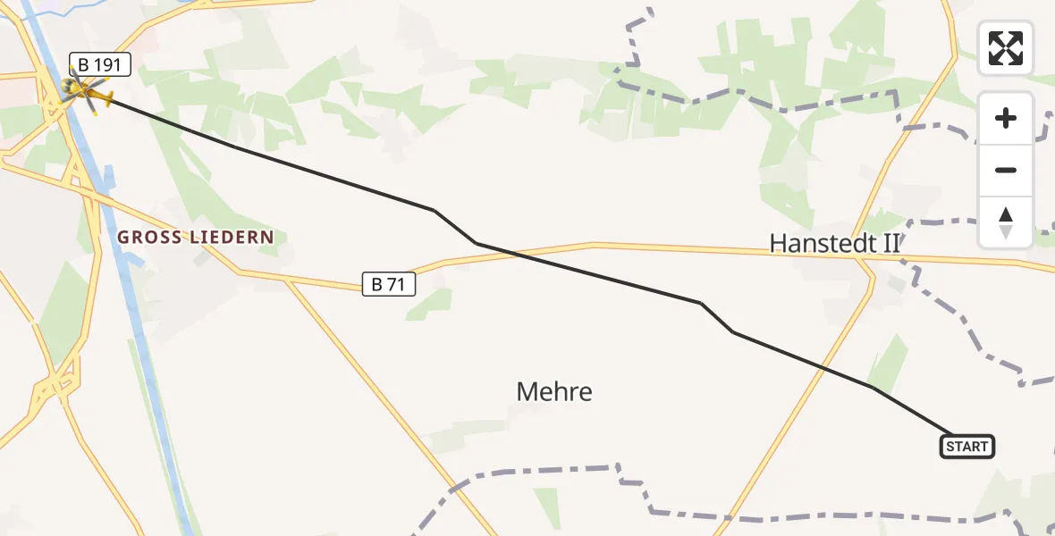 Flugroute Rettungshubschrauber Uelzen - Uelzen, 13 September 2026, 13:18