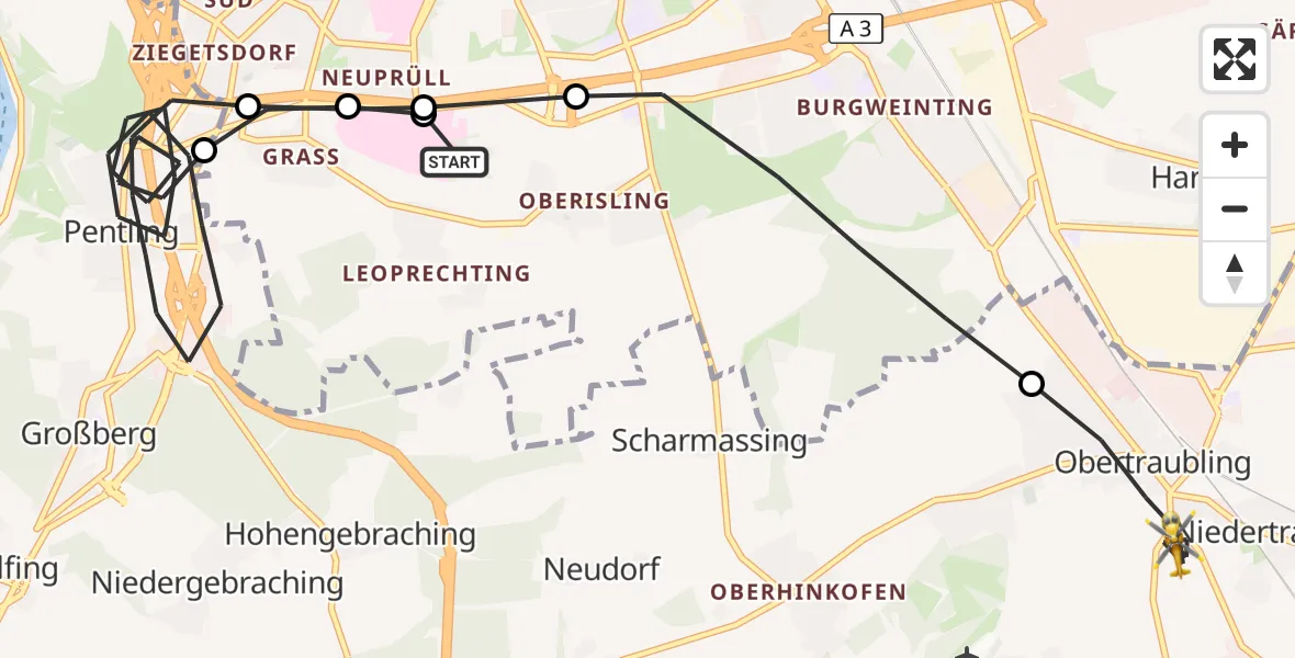 Flugroute Rettungshubschrauber DRF Air Rescue Station Regensburg / Regensburg University Hospital - Obertraubling, 13 September 2026, 13:55