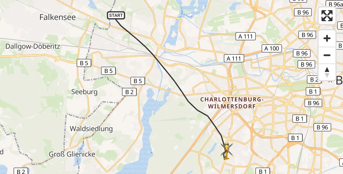 Flugroute Rettungshubschrauber Berlin - Berlin, 13 September 2026, 14:01