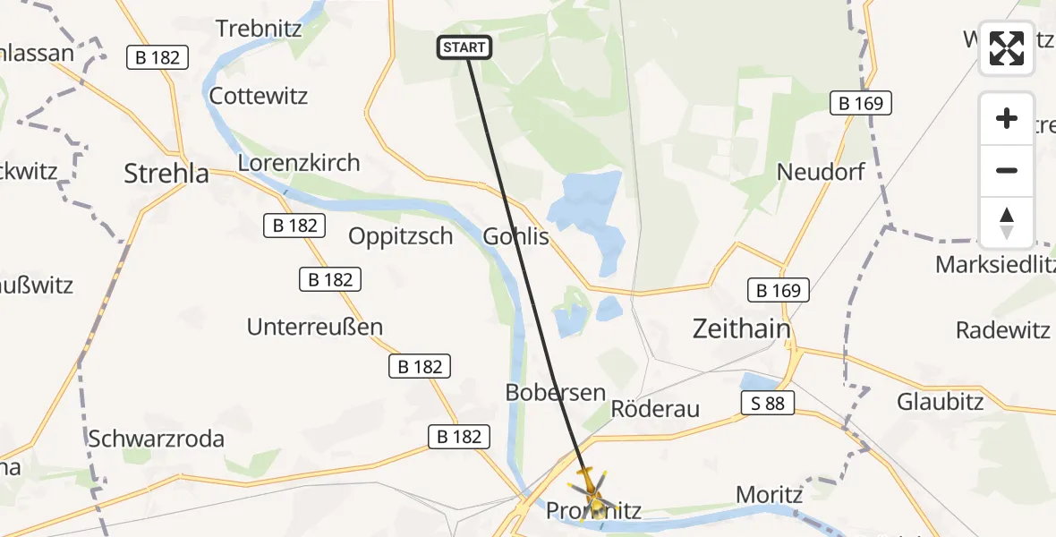 Flugroute Rettungshubschrauber Zeithain - Zeithain, 13 September 2026, 14:30