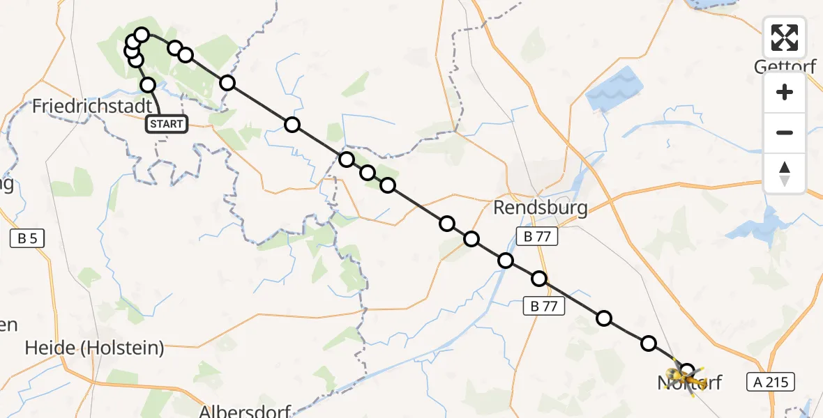 Flugroute Ambulanzhubschrauber Seeth - Nortorf, 13 September 2026, 14:31