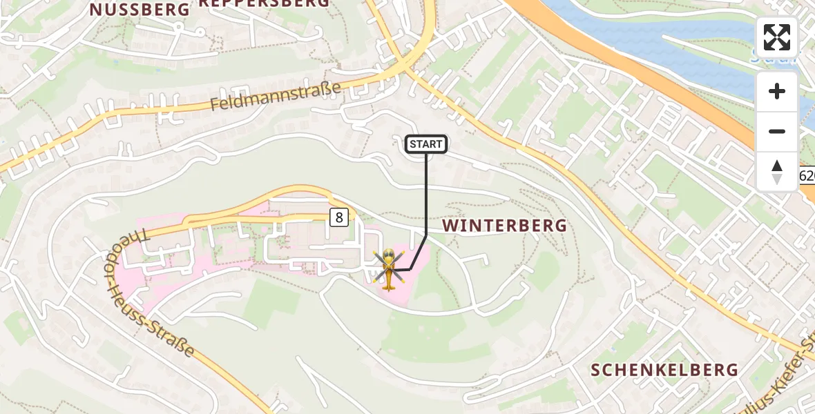 Flugroute Rettungshubschrauber Saarbrücken - Saarbrücken, 13 September 2026, 14:37