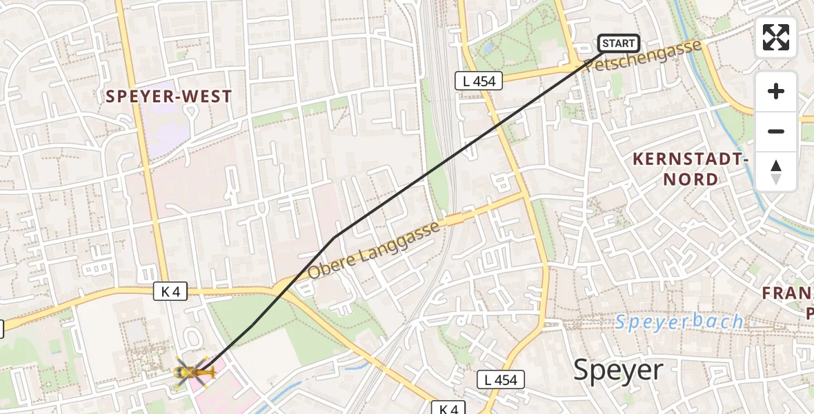 Flugroute Rettungshubschrauber Speyer - Speyer, 13 September 2026, 14:44