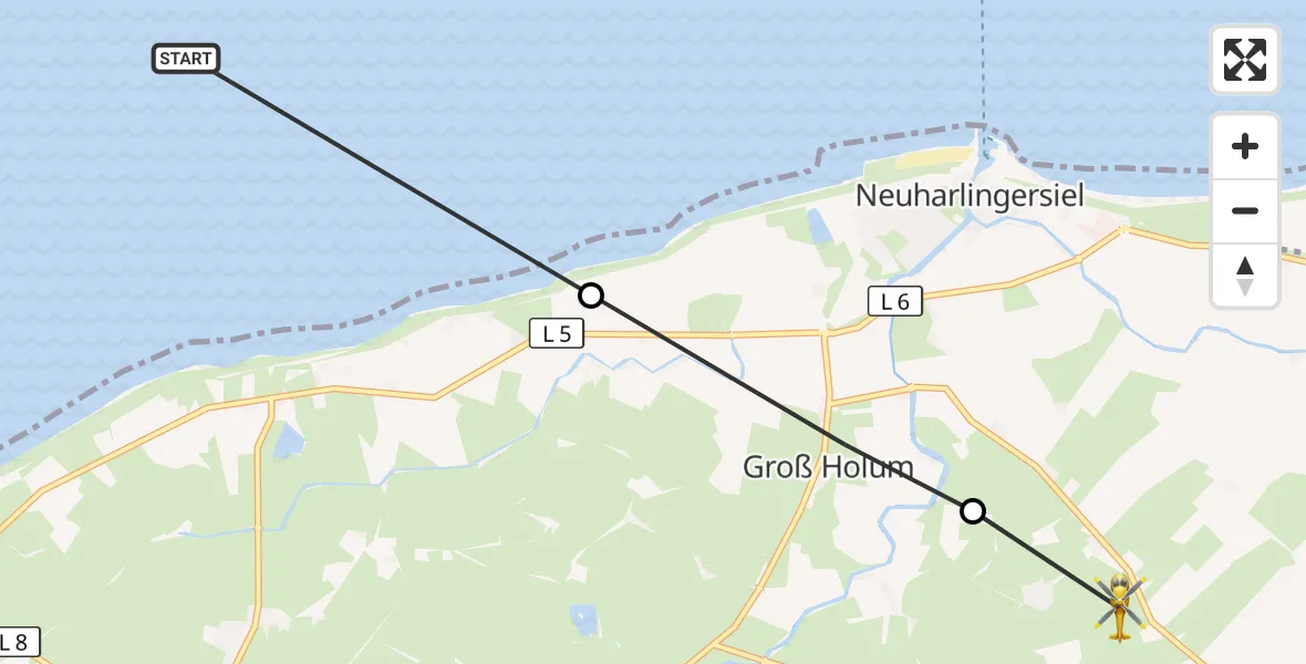Flugroute Ambulanzhubschrauber Noordzee - Werdum, 13 September 2026, 14:52