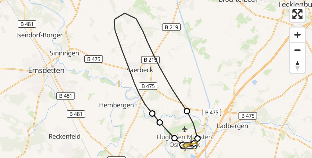 Flugroute Ambulanzhubschrauber Christoph  Westfalen-ADAC - Christoph  Westfalen-ADAC, 13 September 2026, 15:33