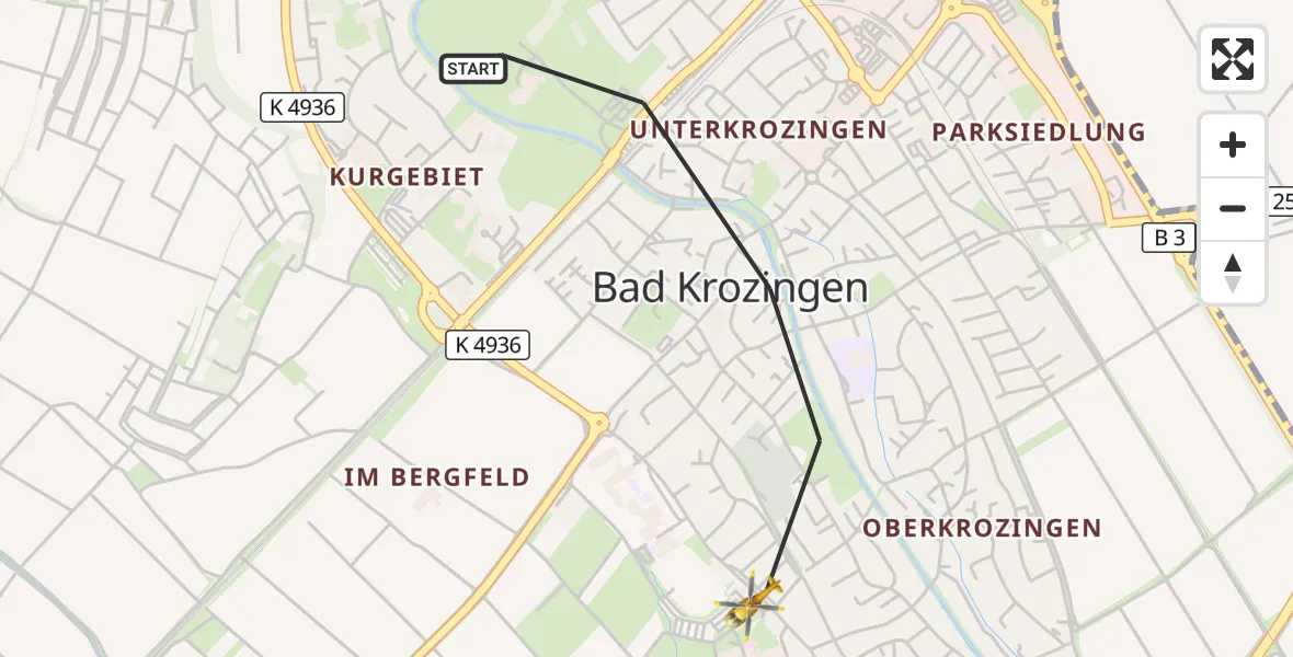 Flugroute Ambulanzhubschrauber Bad Krozingen - Bad Krozingen, 13 September 2026, 16:01