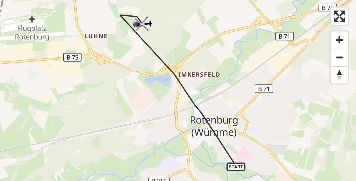 Flugroute Polizeihubschrauber Rotenburg (Wümme) - Rotenburg (Wümme), 13 September 2026, 17:57