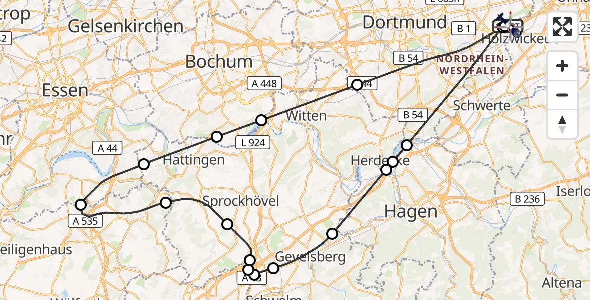 Flugroute Polizeihubschrauber Dortmund Flughafen - Dortmund Flughafen, 13 September 2026, 18:28