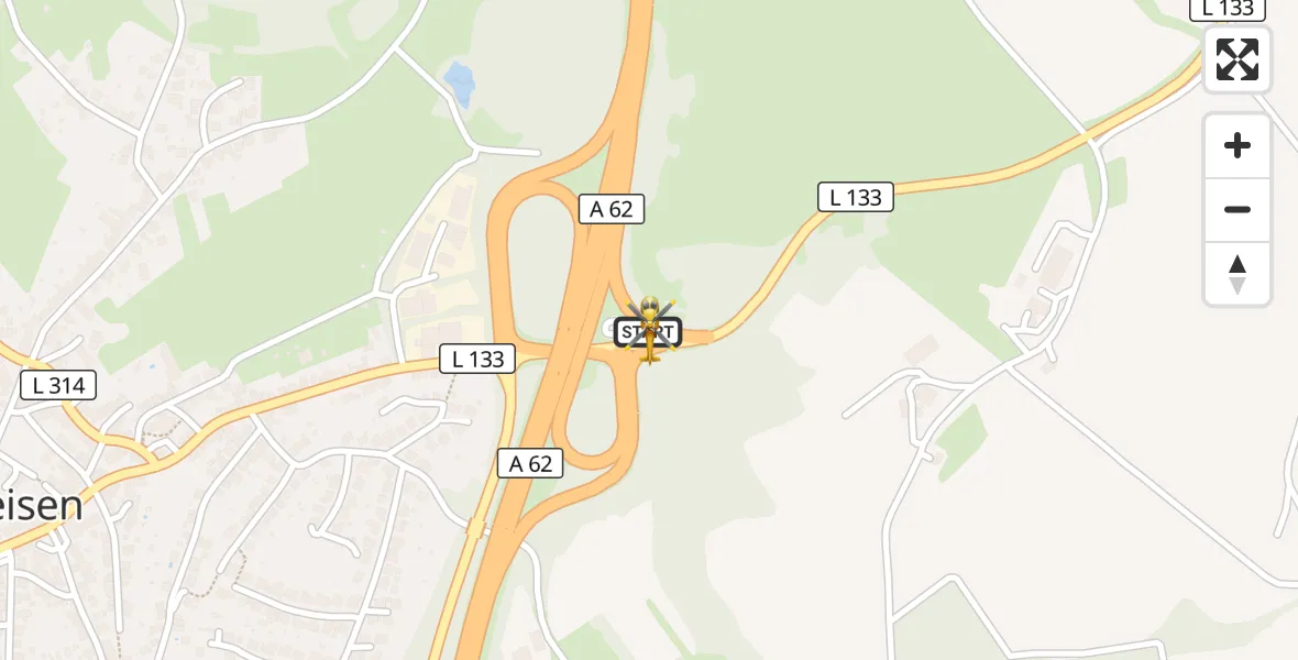 Flugroute Rettungshubschrauber Freisen - Freisen, 14 September 2026, 06:02