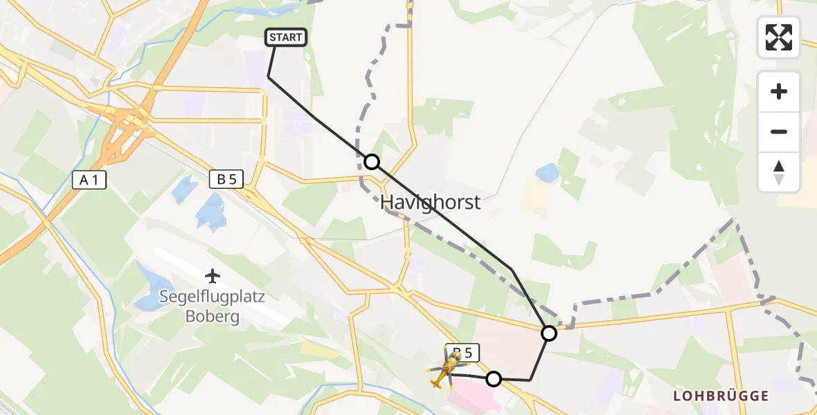 Flugroute Rettungshubschrauber Hamburg - Christoph Hansa ADAC Hubschrauberlandeplatz, 14 September 2026, 07:30