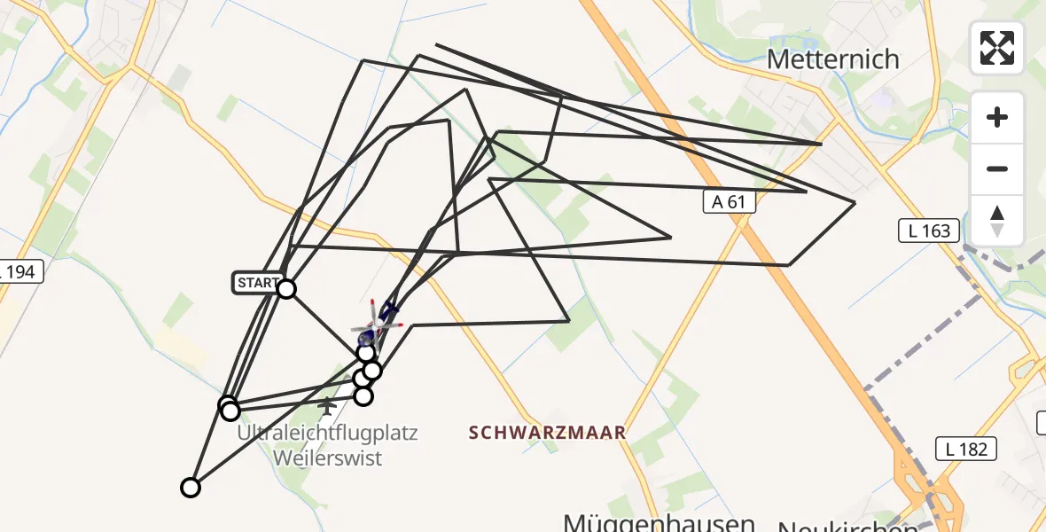 Flugroute Polizeihubschrauber Weilerswist - Weilerswist, 14 September 2026, 08:22