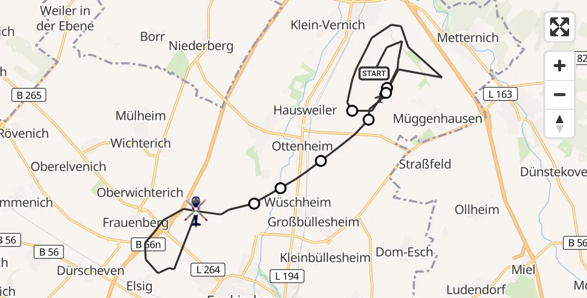 Flugroute Polizeihubschrauber Weilerswist - Euskirchen, 14 September 2026, 08:41