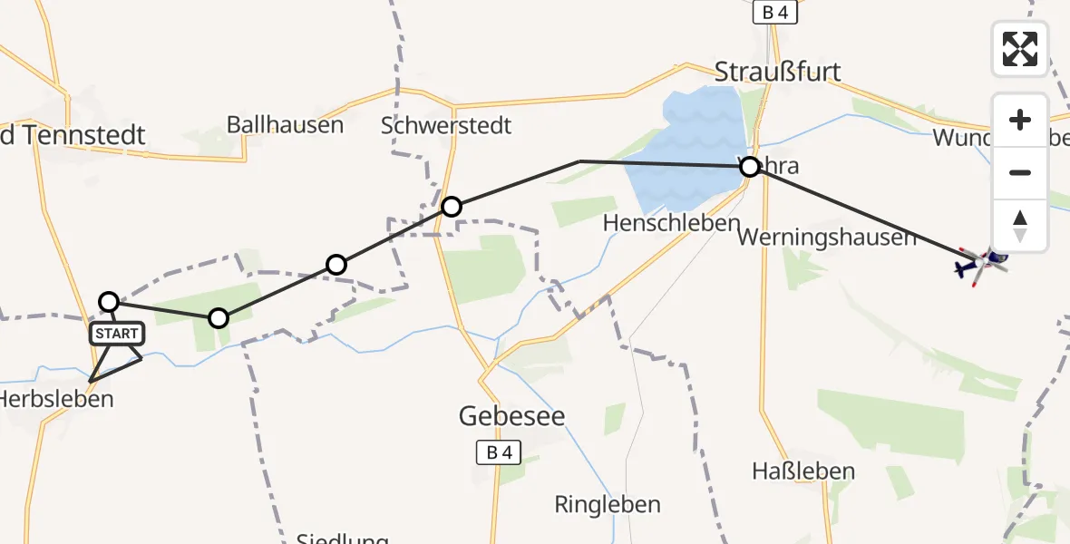 Flugroute Polizeihubschrauber Herbsleben - Werningshausen, 14 September 2026, 09:07