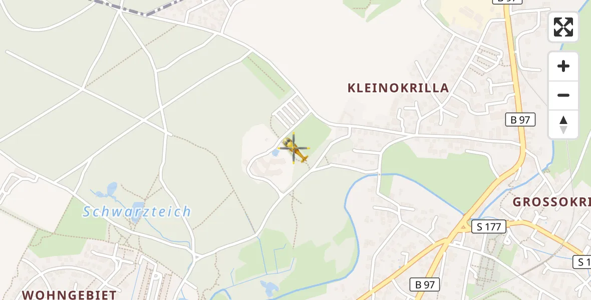 Flugroute Rettungshubschrauber Ottendorf-Okrilla - Ottendorf-Okrilla, 14 September 2026, 09:07