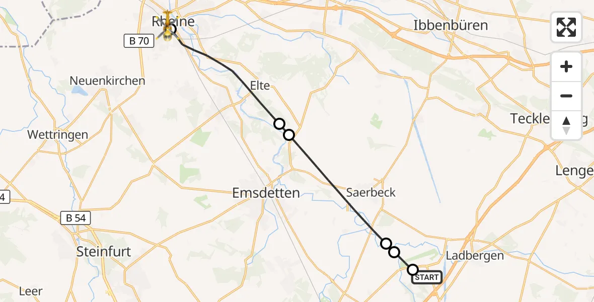 Flugroute Ambulanzhubschrauber Christoph  Westfalen-ADAC - ADAC Luftrettungsstation Rheine Hubschrauberlandeplatz (Christoph Europa 2), 14 September 2026, 09:11