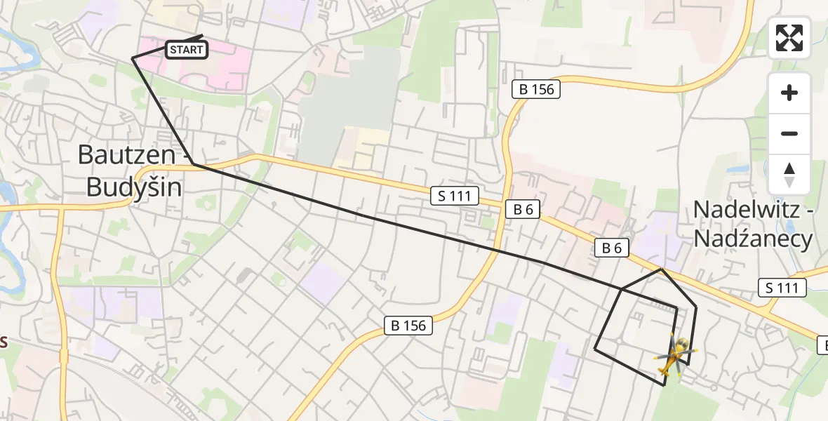 Flugroute Rettungshubschrauber Bautzen - Bautzen, 14 September 2026, 09:31