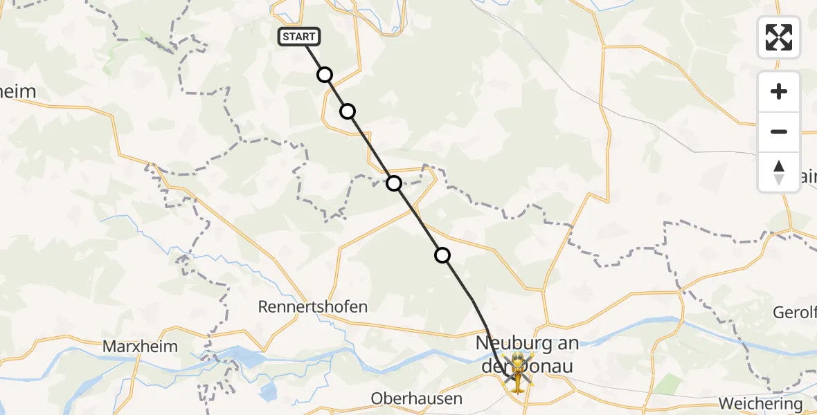 Flugroute Rettungshubschrauber Mörnsheim - Neuburg a.d.Donau, 14 September 2026, 10:38