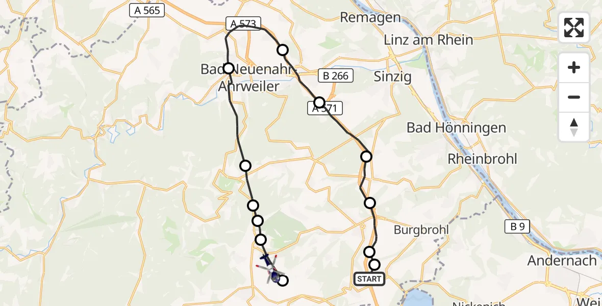 Flugroute Polizeihubschrauber Wehr - Spessart, 14 September 2026, 11:23