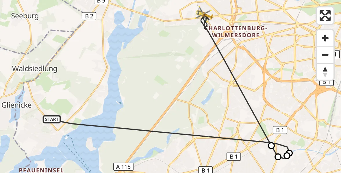 Flugroute Rettungshubschrauber Berlin - Berlin, 14 September 2026, 11:45