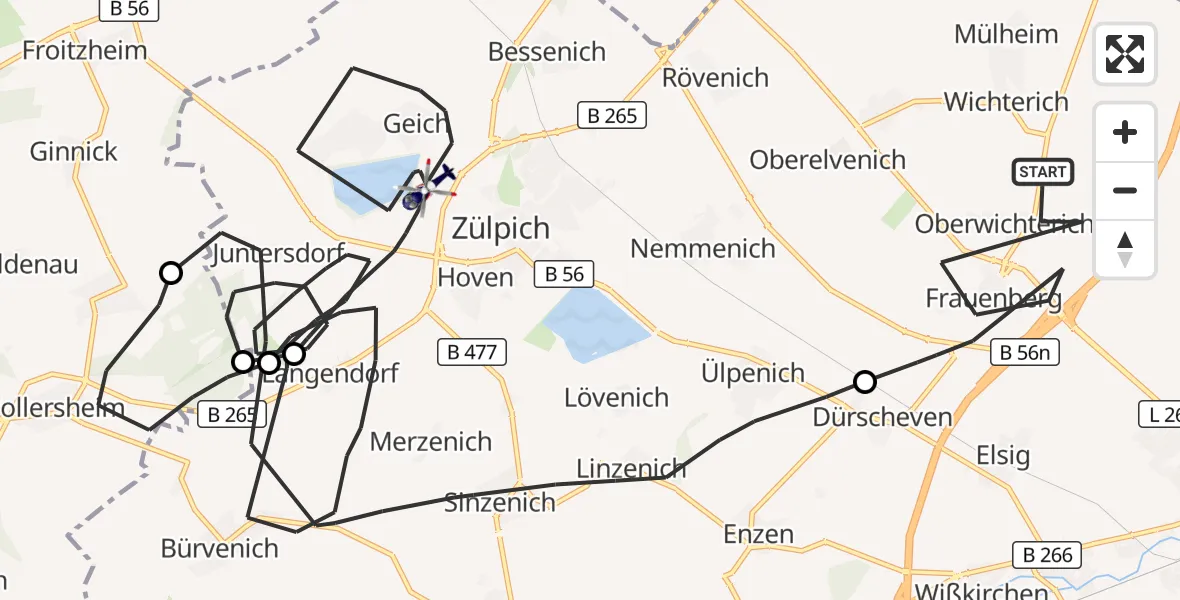 Flugroute Polizeihubschrauber Euskirchen - Zülpich, 14 September 2026, 12:00