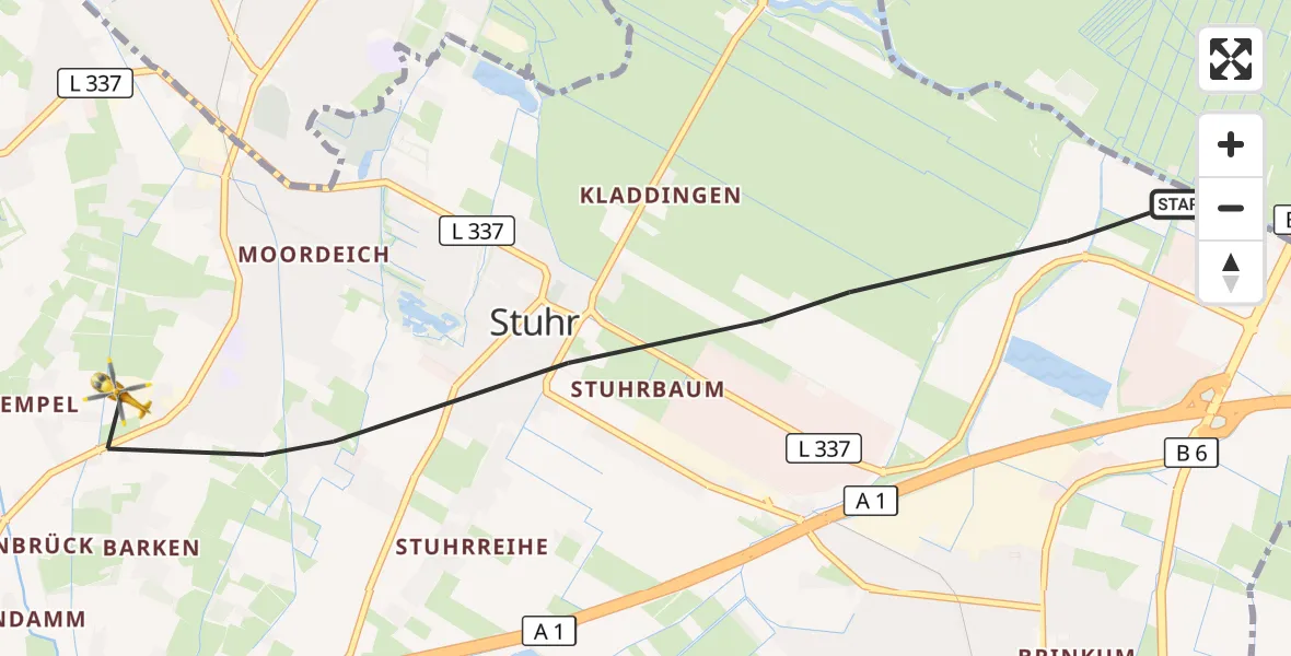 Flugroute Rettungshubschrauber Stuhr - Stuhr, 14 September 2026, 12:23