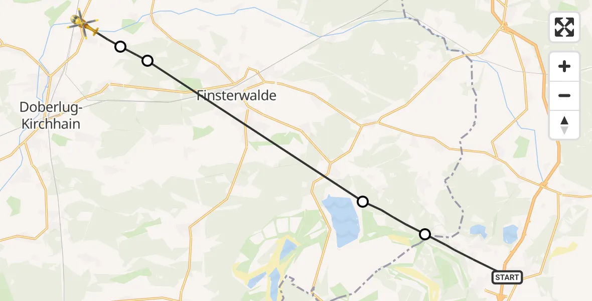 Flugroute Rettungshubschrauber Schipkau - Doberlug-Kirchhain, 14 September 2026, 12:28