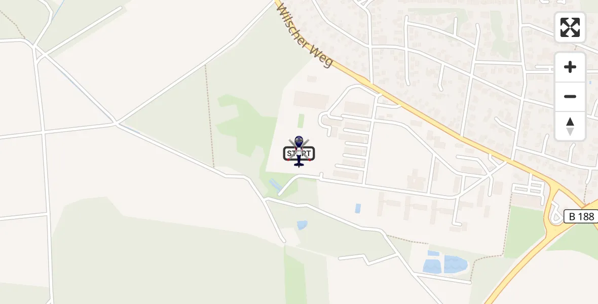 Flugroute Polizeihubschrauber Gifhorn Bundespolizei Hubschrauberlandeplatz - Gifhorn Bundespolizei Hubschrauberlandeplatz, 14 September 2026, 12:30