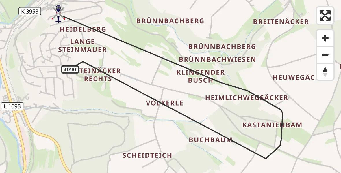 Flugroute Polizeihubschrauber Adelsheim - Adelsheim, 14 September 2026, 12:38