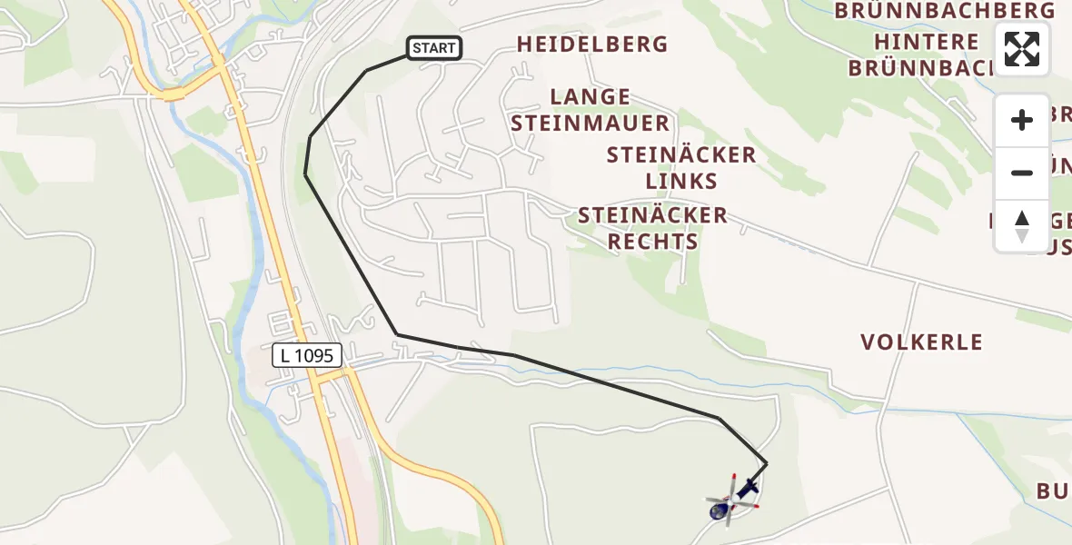 Flugroute Polizeihubschrauber Adelsheim - Adelsheim, 14 September 2026, 13:01