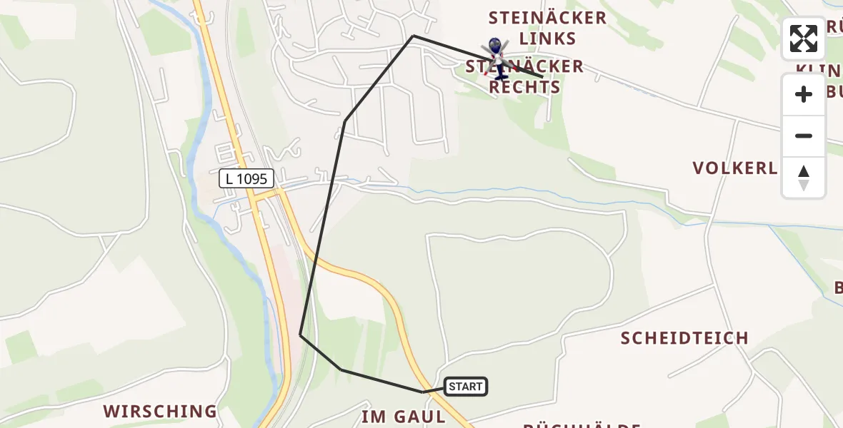Flugroute Polizeihubschrauber Adelsheim - Adelsheim, 14 September 2026, 13:05
