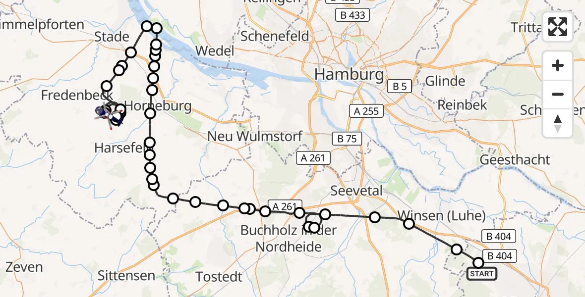 Flugroute Polizeihubschrauber Mechtersen - Bargstedt, 14 September 2026, 13:30