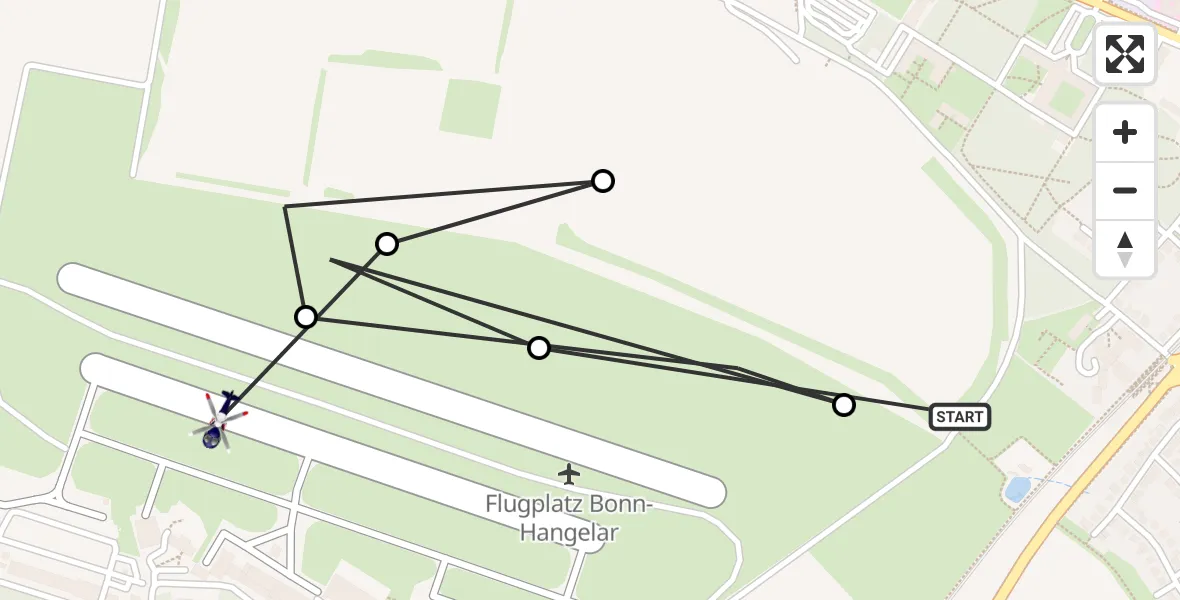 Flugroute Polizeihubschrauber Sankt Augustin - Bonn-Hangelar Flugplatz, 14 September 2026, 13:41