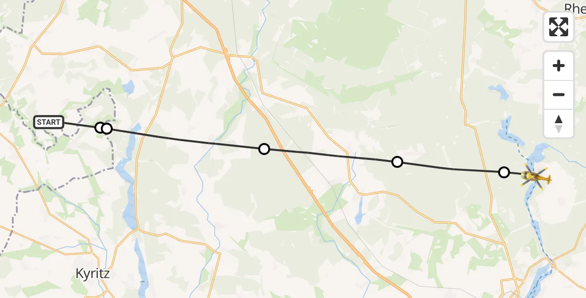 Flugroute Rettungshubschrauber Heiligengrabe - Neuruppin, 14 September 2026, 15:45