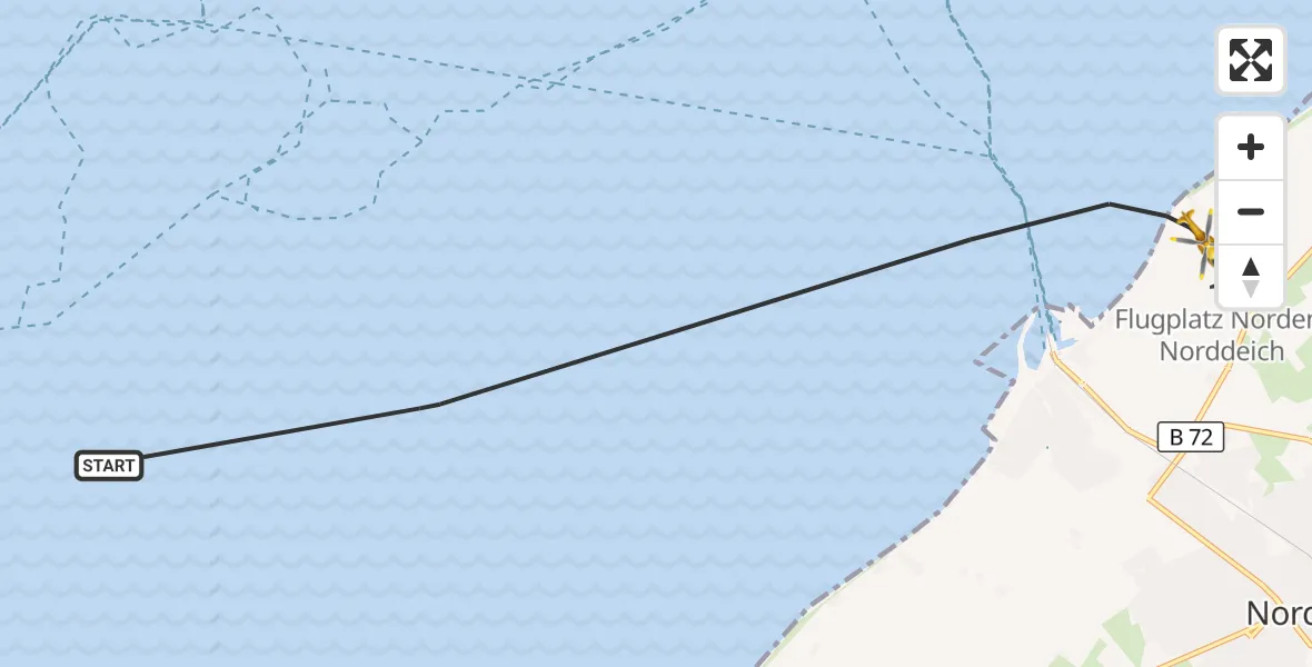 Flugroute Ambulanzhubschrauber Noordzee - Norden-Norddeich Flughafen, 14 September 2026, 16:19