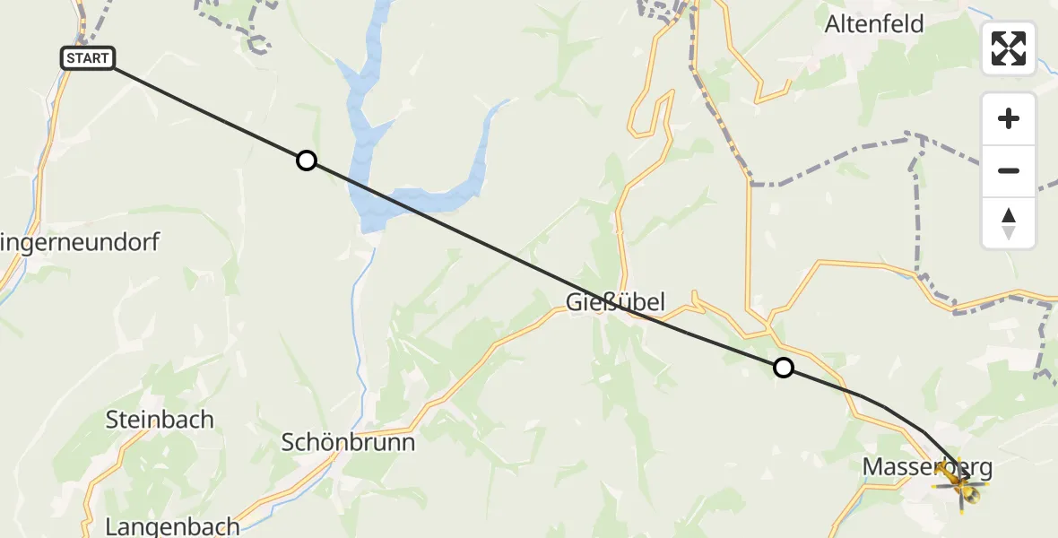 Flugroute Rettungshubschrauber Schleusingen - Masserberg, 14 September 2026, 16:49