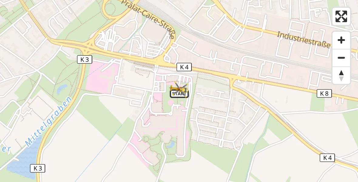 Flugroute Rettungshubschrauber Ludwigshafen Accident Hospital - Ludwigshafen Accident Hospital, 14 September 2026, 17:46