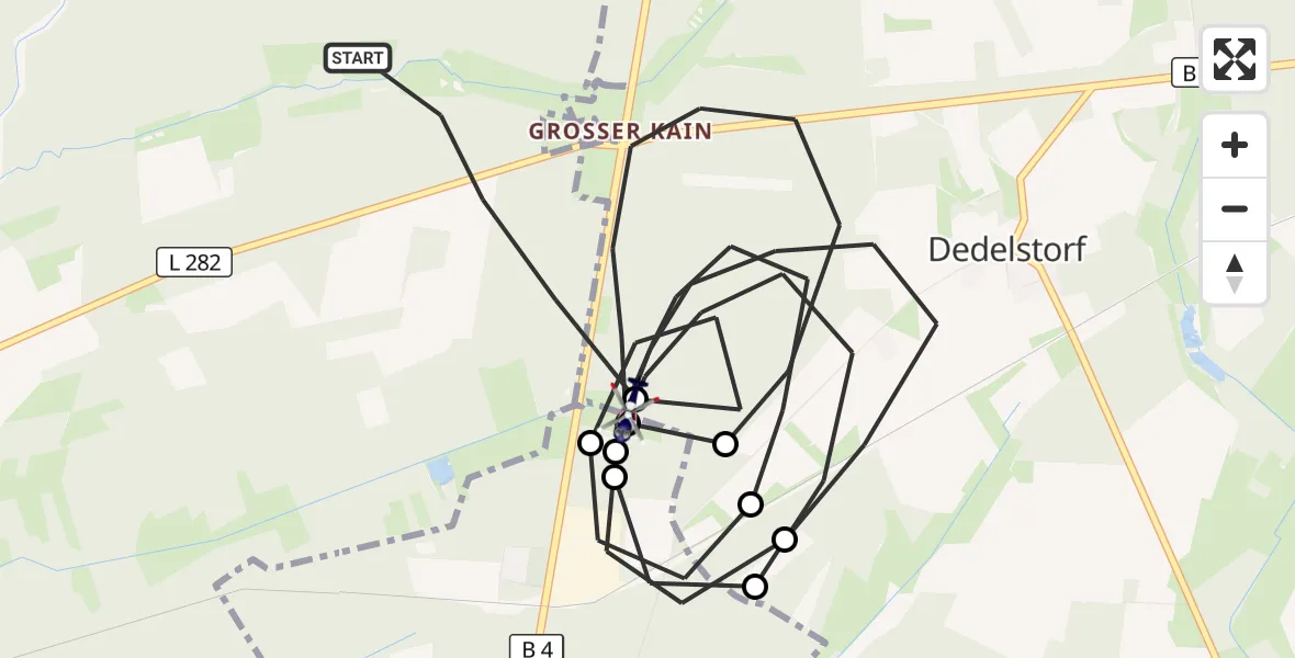 Flugroute Polizeihubschrauber Steinhorst - Dedelstorf, 14 September 2026, 19:37