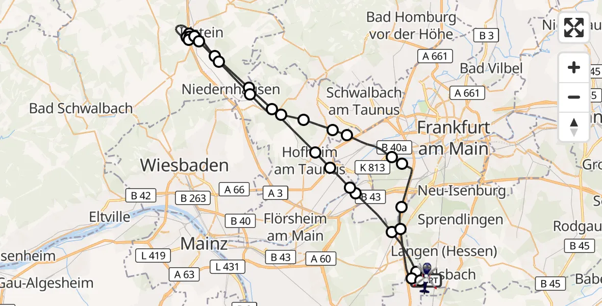 Flugroute Polizeihubschrauber Flughafen Frankfurt-Egelsbach - Flughafen Frankfurt-Egelsbach, 15 September 2026, 02:27