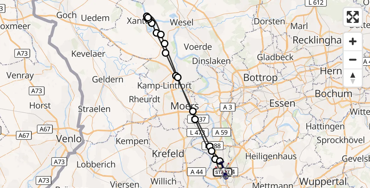 Flugroute Polizeihubschrauber Düsseldorf Flughafen - Düsseldorf Flughafen, 15 September 2026, 03:19